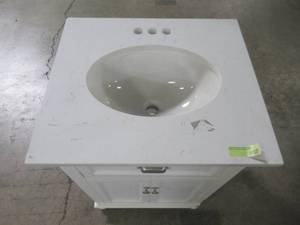 Home Decorators Collection Lamport 25 in. x 22 in. Bath Vanity in White with Engineered Stone Vanity Top in Artisan White with White Sink LMWVT2522D