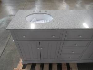 Home Decorators Collection Fremont 72 in. W x 22 in. D Double Vanity in White with Granite Vanity Top in Grey with White Basin MD-V1792