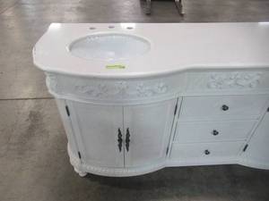 Home Decorators Collection Chelsea 72 in. Double Vanity in Antique White with Marble Vanity Top in White 1589300410