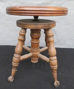 lot 3 image: ANTIQUE CLAW  GLASS BALL  FOOT STOOL