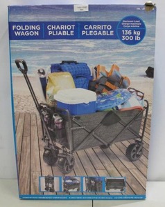 lot 807 image: Mac Sports Gray Collapsible Outdoor Utility Wagon with Folding Table and Drink Holders