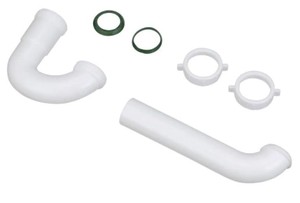 lot 857 image: 4-Pack Everbilt 1-12 in. White Plastic Sink Drain P-Trap with Reversible J-Bend