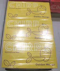 lot 809 image: Chirp Sparkling Energy Water - 12 Packs - Cherry, Watermelon, Mango, and Grapefruit - 96 Cans