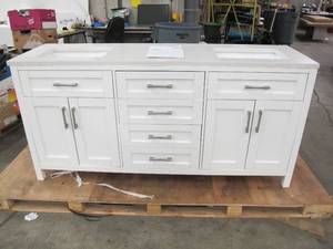 lot 803 image: Ove Lakeside Dual Sink 72 Inch Bathroom Vanity Cabinet in White - 1254733