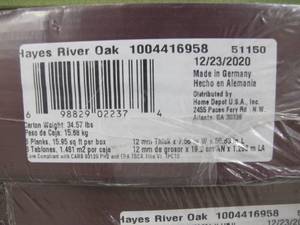 lot 801 image: Home Decorators Collection (32 Boxes - 500 Square Feet) Hayes River Oak 12mm Thick x 7-916 in. Wide x 50-58 in. Length Water Resistant Laminate Flooring (15.95 sq. ft.case)