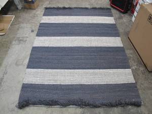 lot 893 image: Threshold Studio McGee Highland 5 x 7 Ft Hand Woven Striped JuteWool Area Rug Blue