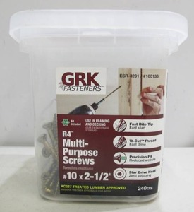lot 898 image: GRK Fasteners (240-Pack) #10 x 2-12 in. Star Drive Bugle Head R4 Multi-Purpose Wood Screw
