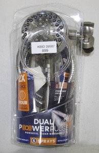 lot 899 image: Waterpik 6-Spray Patterns 4.5 in. Single Wall Mount Adjustable Handheld Shower Head in Brushed Nickel