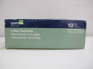 lot 915 image: Leviton Decora 15 Amp 3-Way Specialty Light Switch, White (10-Pack)