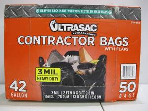 lot 905 image: Ultrasac 42-Gallon Contractor Bag with Flaps (50-Count)