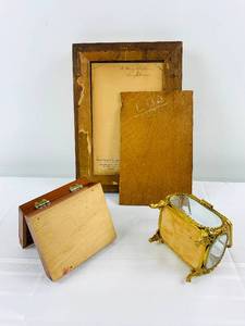 lot 13 image: Antique Chromo-Lithograph 1878 by L. Prang & Co. and Two Vintage Jewlery Boxes