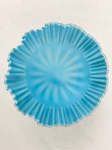 lot 17 image: Antique, Two Piece, AguaWhite Frosted Glass Compote