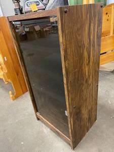 lot 63 image: Wooden 3 Shelf Storage With Glass Door