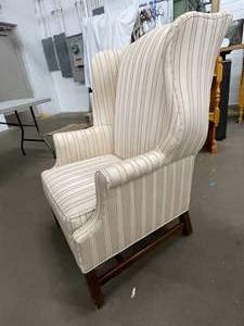 lot 67 image: Vintage Upholstered Cream Wingback Chair