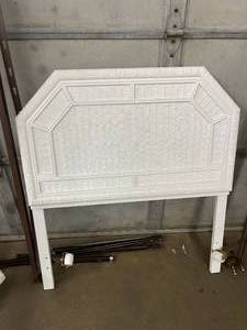 lot 88 image: 2 Vintage Twin White Wicker Headboards With Frames