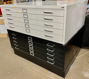 lot 1 image: SAFCO Large 10 Drawer Steel Flat File- White and Black