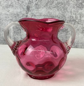 lot 201 image: Vintage Collection of Rose Colored Glass & Amber Glass Cruet
