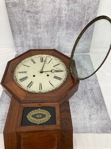 lot 212 image: Antique Wood Wall Clock- Atkins Clock Company Connecticut