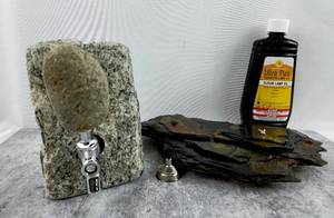lot 43 image: Fun Granite Stone Drink Dispenser & Stone Oil Candles