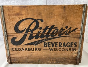 lot 225 image: Two Vintage Wood Crates & Soda Bottles- Pepsi & Ritters