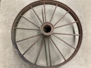 lot 226 image: Two Large Antique Cast Iron Wagon Wheels