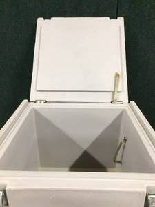 lot 5 image: MSRP $600 ThermoSafe 450 Dry Ice Storage Chest 1.6 cu ft, 85 lb Pellet Capacity-Chests contain extra-thick foam plastic insulation core. Good Condition - Lever Inside Detached - See Pics