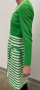 lot 18 image: Fabulous 1970s Vintage Laiglon Green & White Polyester Dress