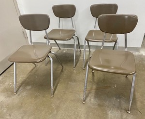 lot 2 image: 4 Vintage Mid Century Industrial Chrome Virco Chairs