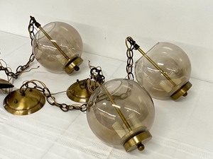 lot 29 image: 3 Funky Vintage Hanging Pendant Lights w Smoky Glass Shades