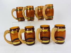 lot 35 image: Set of Vintage Siesta Ware Brown Glass Western-Themed Mugs