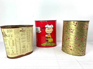 lot 36 image: 3 1960s Vintage Metal Trash Can - One is Cheinco