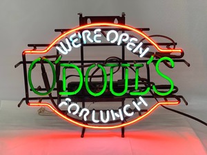 lot 224 image: ODouls Beer Neon Bar Sign - Open For Lunch - Vintage 1995