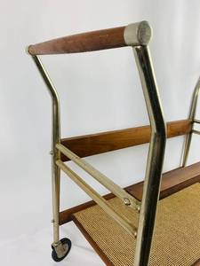 lot 61 image: Vintage Caned Serving Cart on Wheels