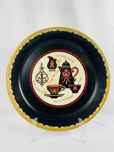 lot 62 image: 2 Mid-Century Kaffee Klatch Metal Platters Wall Decor - Coffee Theme