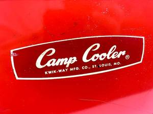 lot 72 image: Vintage Kwik-Way MFG. CO. Camp Cooler - Red and White