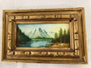 lot 52 image: Framed Painting with Vintage Decorative Items in Gold