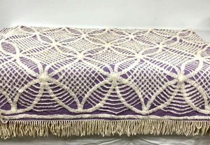 lot 100 image: Vintage Lavender & Cream Chenille Bedspread