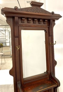 lot 174 image: Vintage Italian Wooden Mirrored Hallway Coat and Umbrella Stand