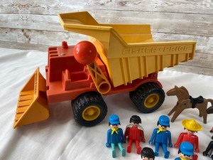 lot 325 image: 14 Vintage Playmobil 1974 Figures & Fisher Price Toy Truck