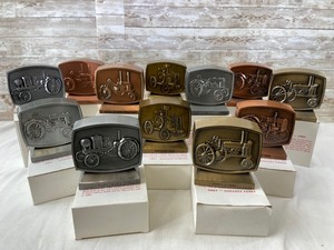 lot 328 image: 12 Vintage Metal John Deere Employees Credit Union Banks With Original Boxes- 1980s