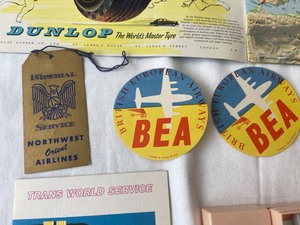 lot 290 image: Vintage Airline Ephemera & Maps- Northwest Orient, British European Airways, Trans World Service & More
