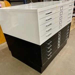 lot 198 image: SAFCO Large 10 Drawer Steel Flat File- White and Black