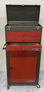 lot 170 image: Fabulous Test Rite Grey & Red Metal Tool Cabinet on Wheels