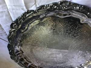 Set of 2 - Silver Plated Serving Trays
