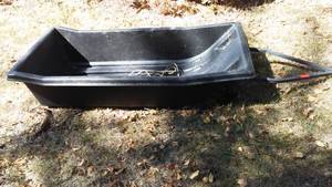 lot 5 image: Pull behind rigid poly sled with drawbar.