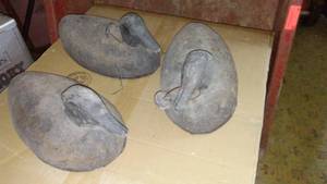 lot 23 image: (3) Vintage Cork Duck Decoys