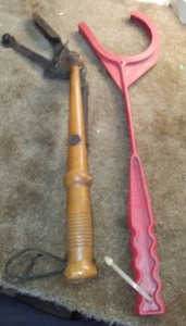 lot 78 image: Vintage Clay target thrower plus one