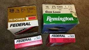 lot 181 image: Variety shotgun shells- 28 ga., 16 ga., 20 ga.