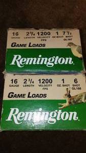 lot 184 image: Remington 16 ga shotgun shells 75 (qty 25) 6 shot - QTY.16.