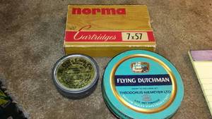 lot 192 image: Vintage Boxes - Norma Projektilfabrik, Sweden.  Flying Dutchman, Carnauba Wax.